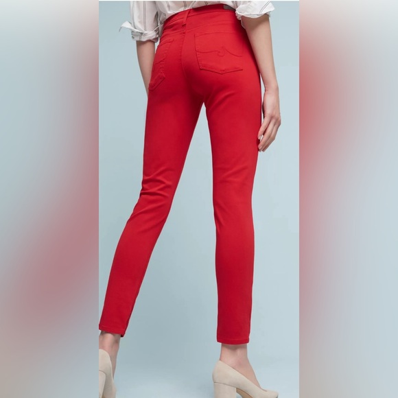 AG Farrah High Rise Ankle Skinny Stretch Sateen Jeans in Red Size 29 - Picture 3 of 11